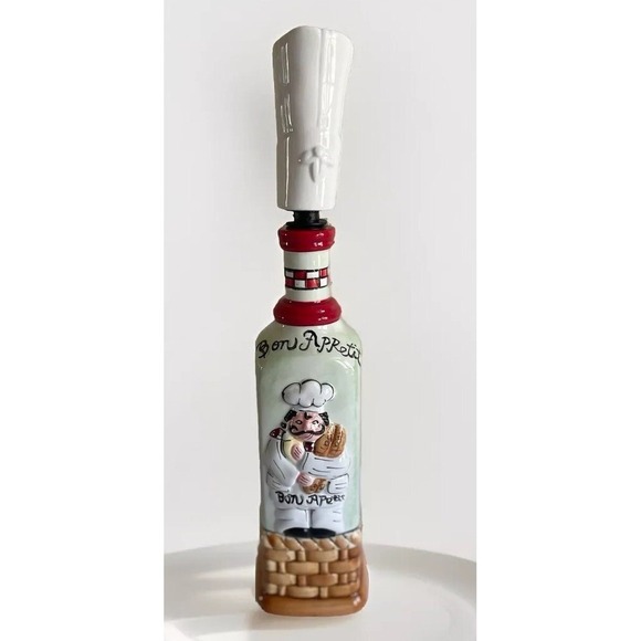 Vintage Hand Painted Chef Oil Holder Bottle New Used - Picture 1 of 4